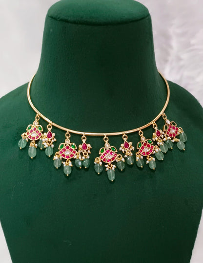 Pearl Drops Jadau Hasli choker South india jewels