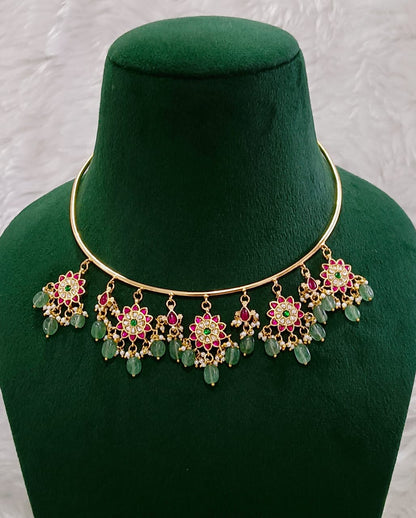 Pearl Drops Jadau Hasli choker South india jewels