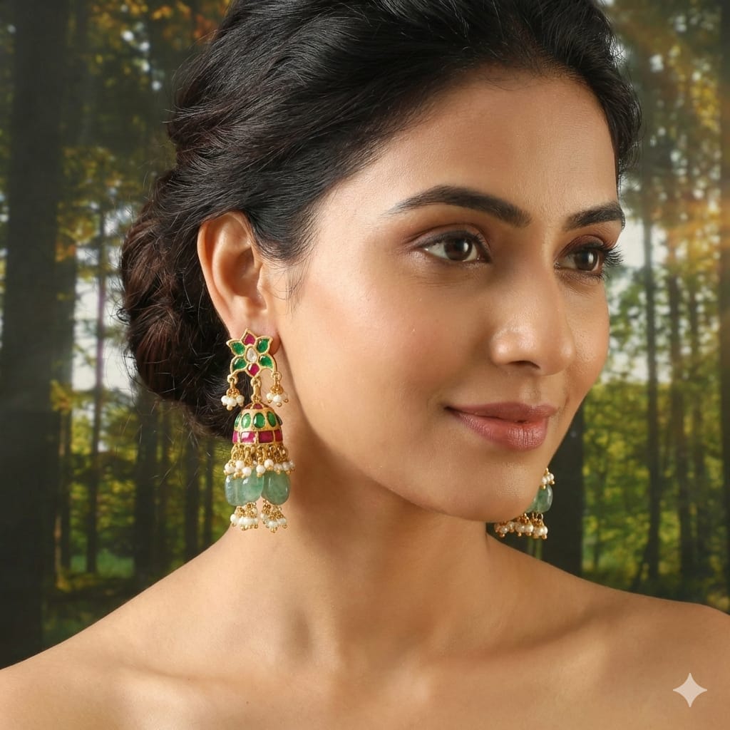 Beautiful Pachi Kundan Earrings