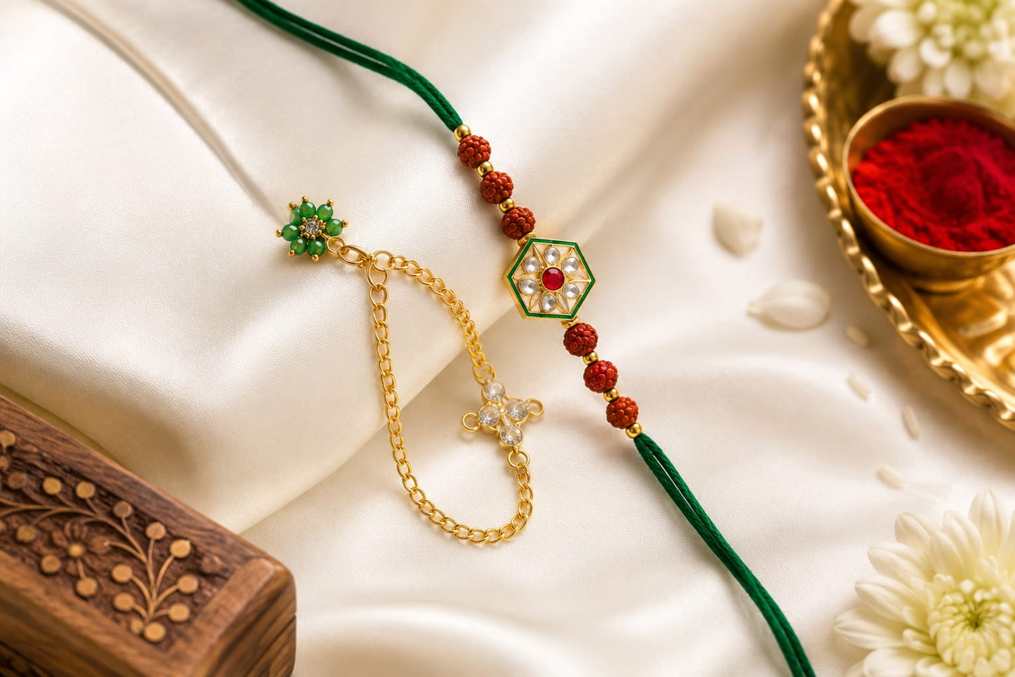 Bhaiya Bhabhi Rakhi Set is a beautifully crafted festive combo designed