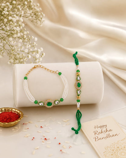 Bhaiya Bhabhi Rakhi Set is a beautifully crafted festive combo designed