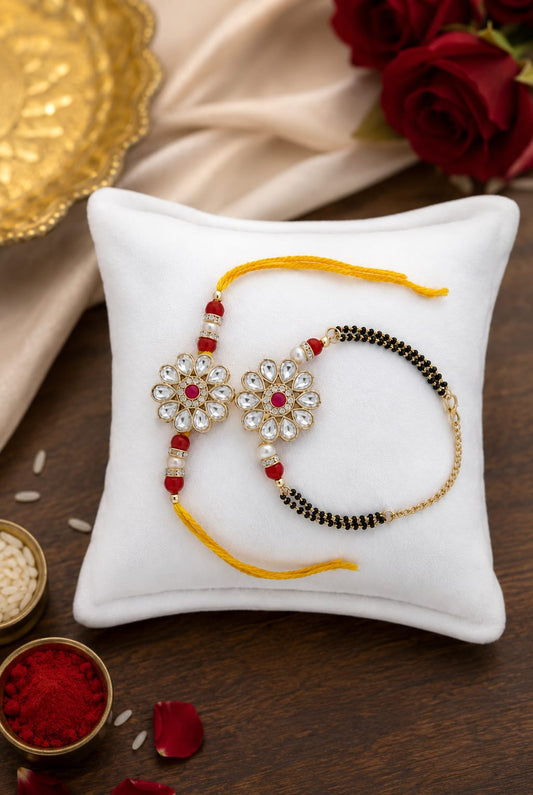 Bhaiya Bhabhi Rakhi Set is a beautifully crafted festive combo designed