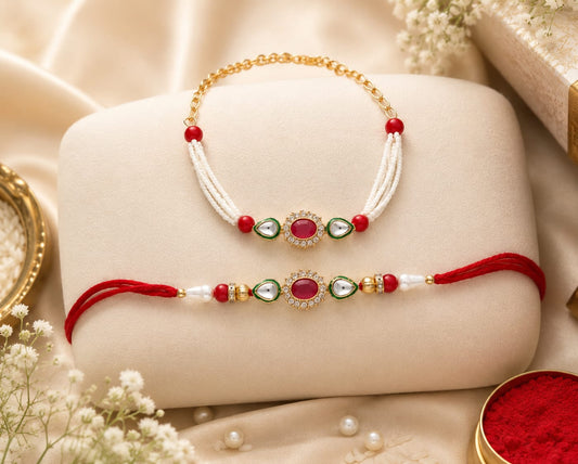 Bhaiya Bhabhi Rakhi Set is a beautifully crafted festive combo designed