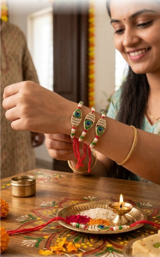 Bhaiya Bhabhi Rakhi Set is a beautifully crafted festive combo designed