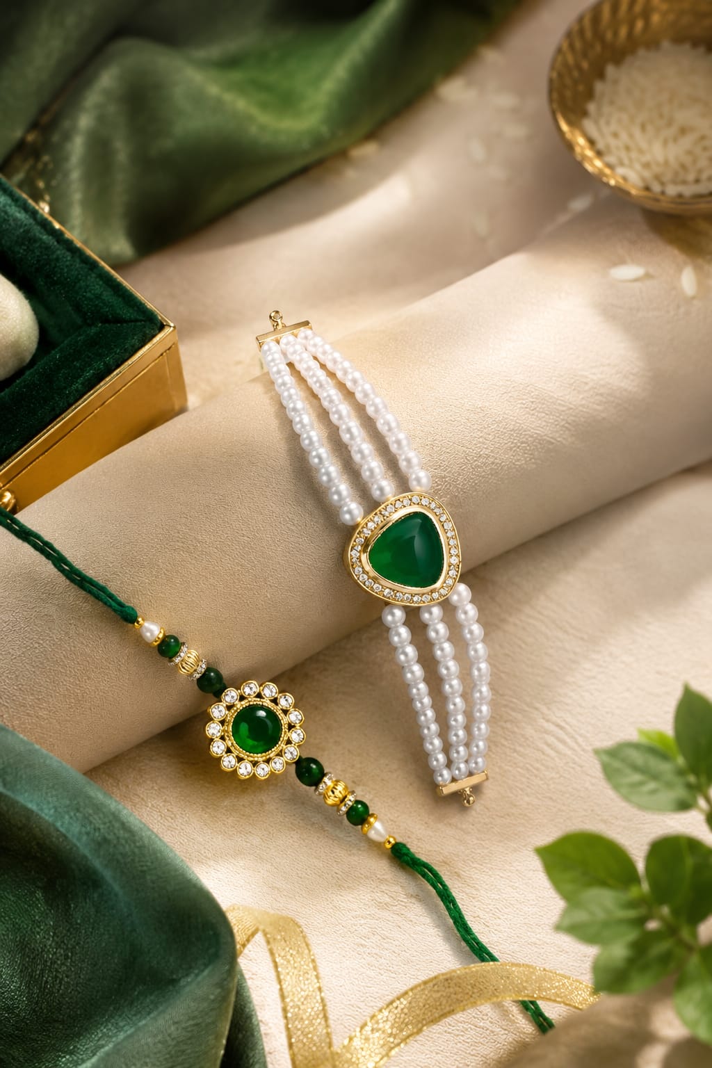 Bhaiya Bhabhi Rakhi Set is a beautifully crafted festive combo designed
