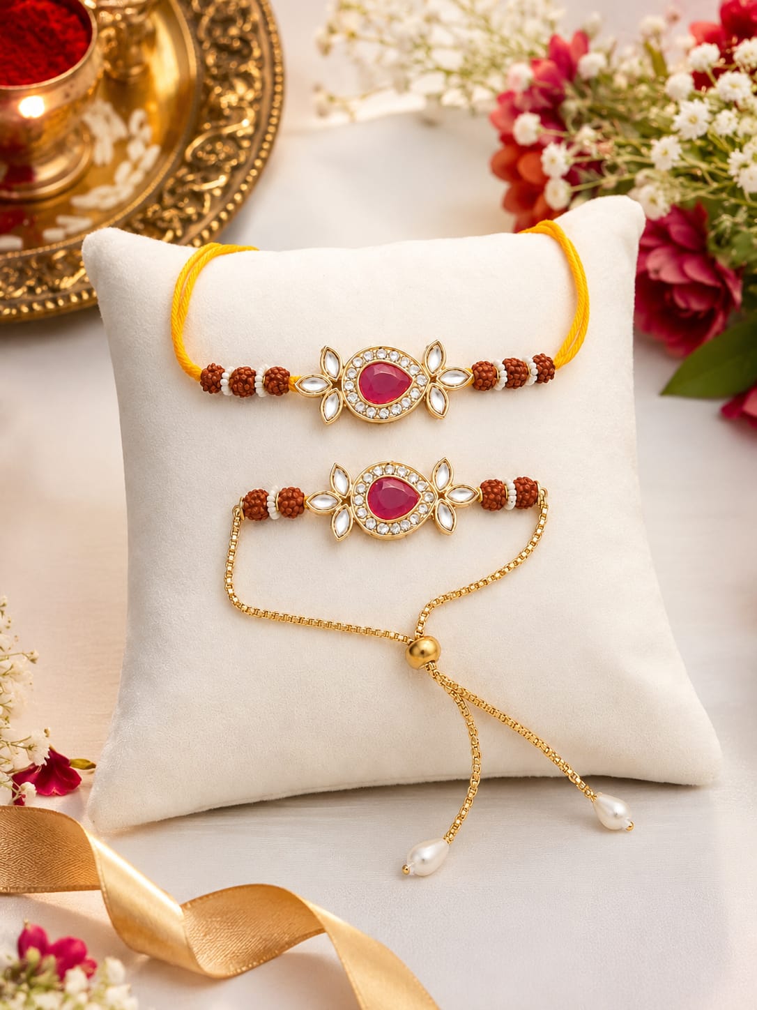 Bhaiya Bhabhi Rakhi Set. Designed with attractive traditional craftsmanship and premium-quality