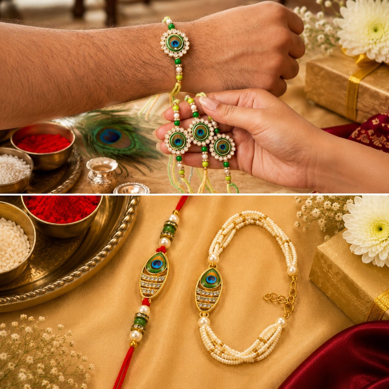 Bhaiya Bhabhi Rakhi Set. Designed with attractive traditional craftsmanship and premium-quality