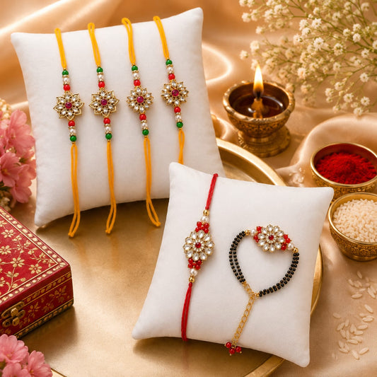 Bhaiya Bhabhi Rakhi Set. Designed with attractive traditional craftsmanship and premium-quality