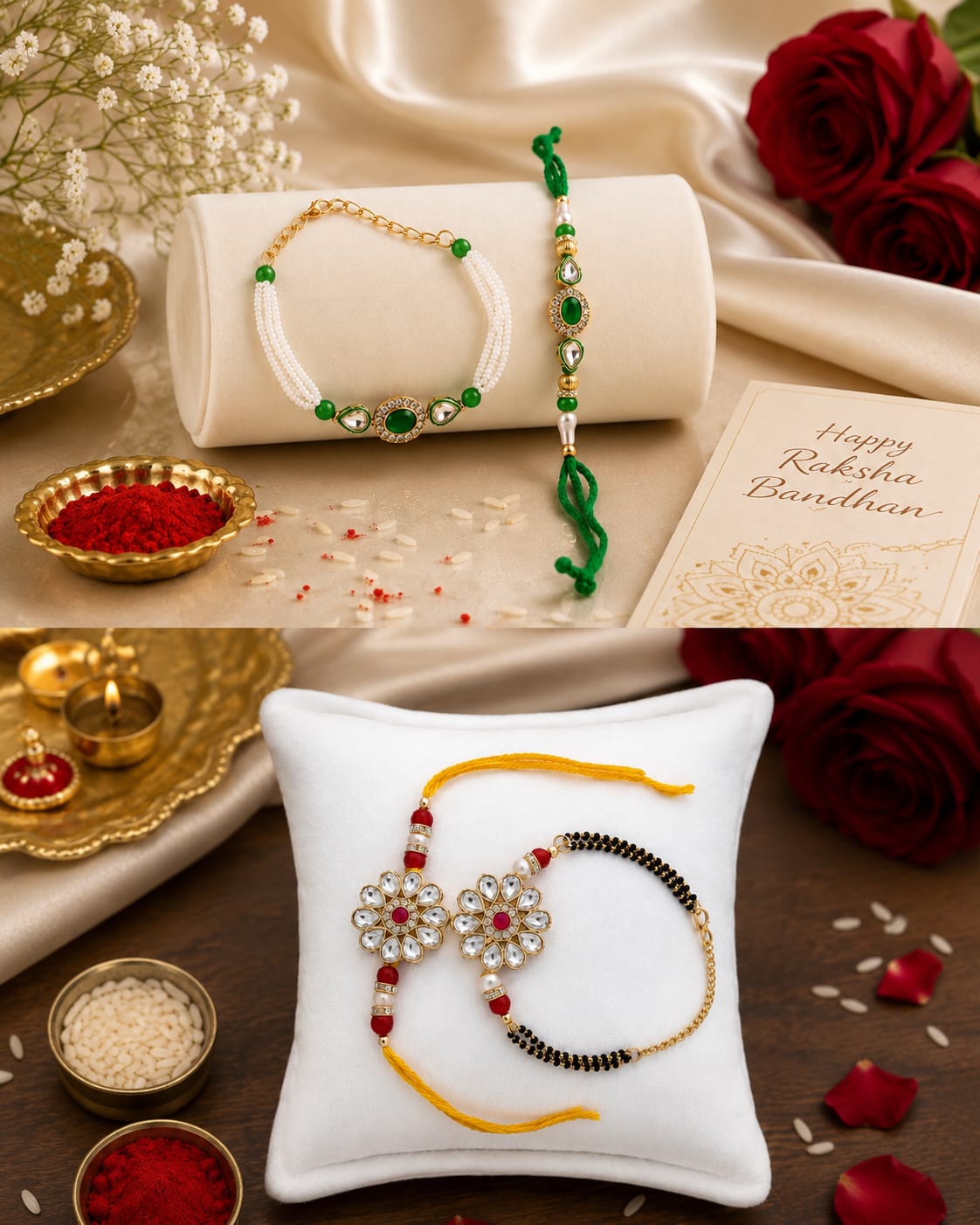 Bhaiya Bhabhi Rakhi Set. Designed with attractive traditional craftsmanship and premium-quality