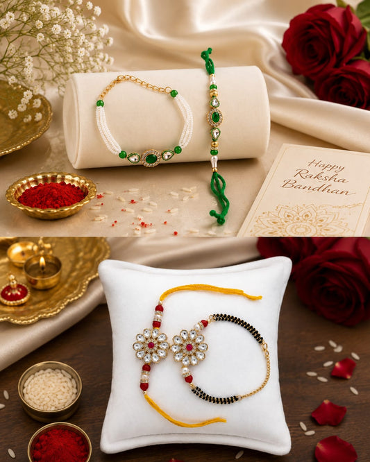 Bhaiya Bhabhi Rakhi Set. Designed with attractive traditional craftsmanship and premium-quality
