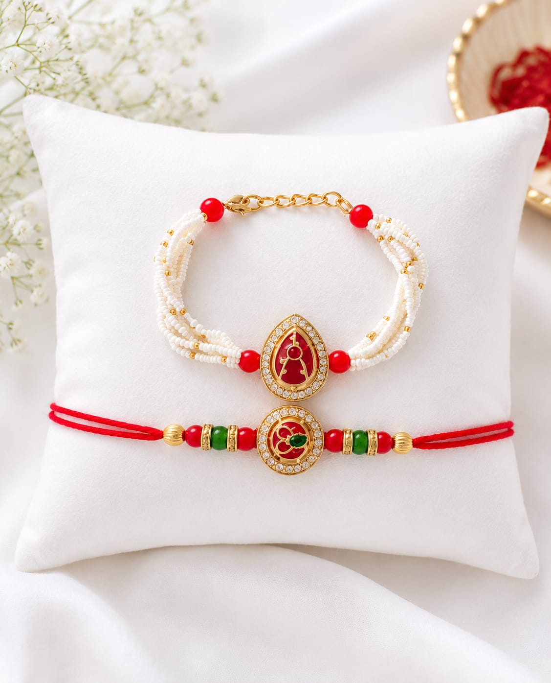 Arushi Arts Red Moti Rakhi