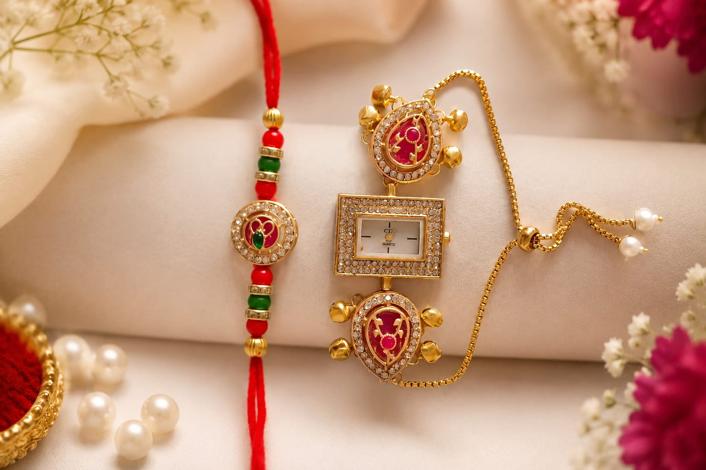 Arushi Arts kundan Watch Rakhi