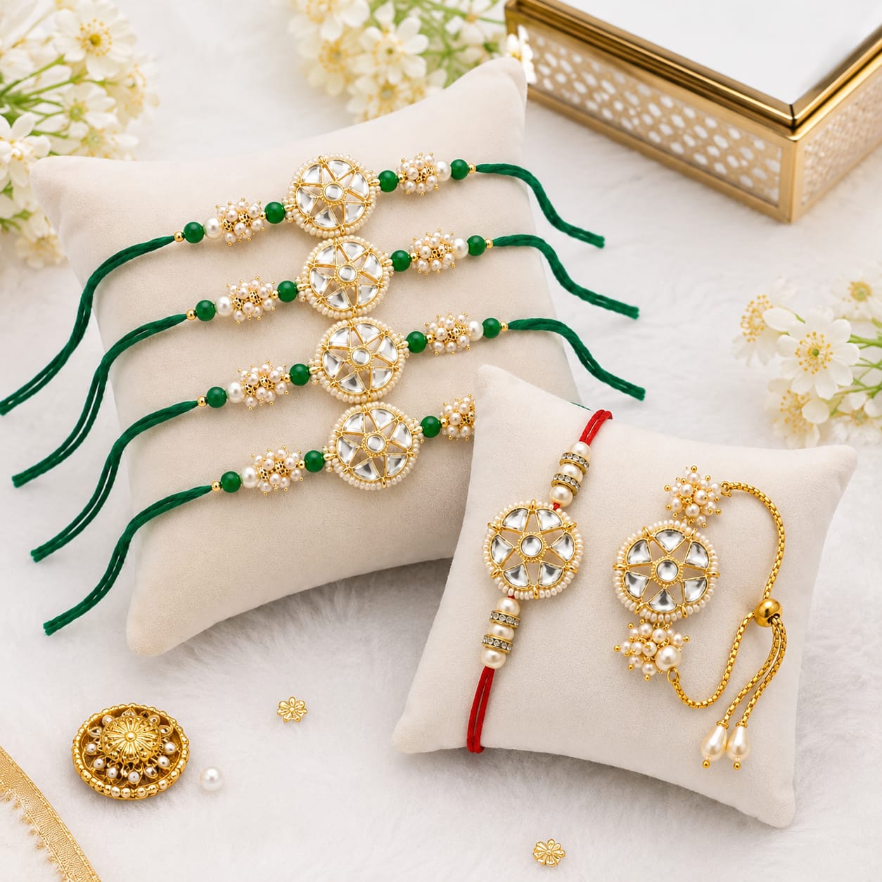 Bhaiya Bhabhi Rakhi Set. Designed with attractive traditional craftsmanship and premium-quality