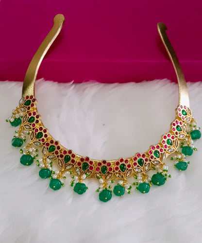 Pearl Drops Jadau Hasli choker South india jewels