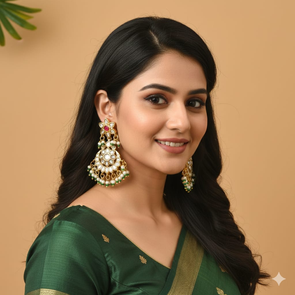 Beautiful Pachi Kundan Earrings