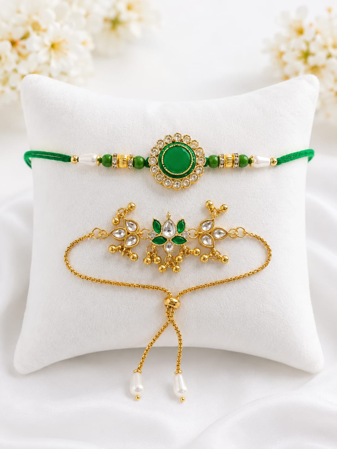 Bhaiya Bhabhi Rakhi Set. Designed with attractive traditional craftsmanship and premium-quality