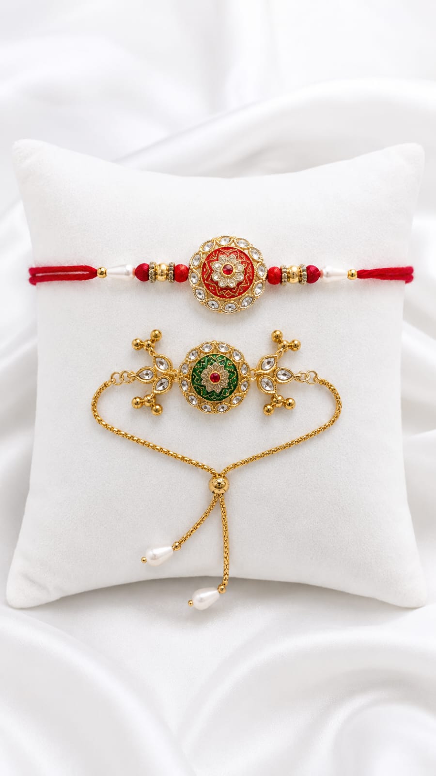 Bhaiya Bhabhi Rakhi Set. Designed with attractive traditional craftsmanship and premium-quality