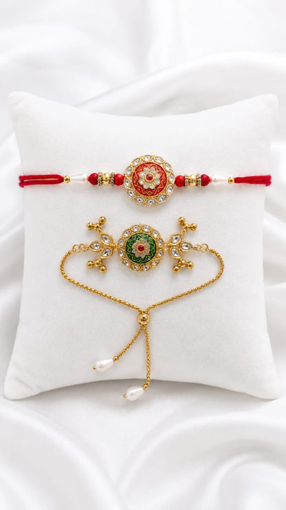 Bhaiya Bhabhi Rakhi Set. Designed with attractive traditional craftsmanship and premium-quality