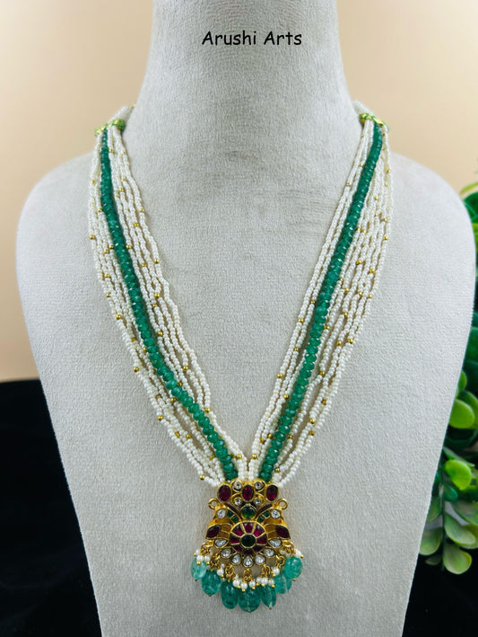 Multi  Beads Tika Necklace Set
