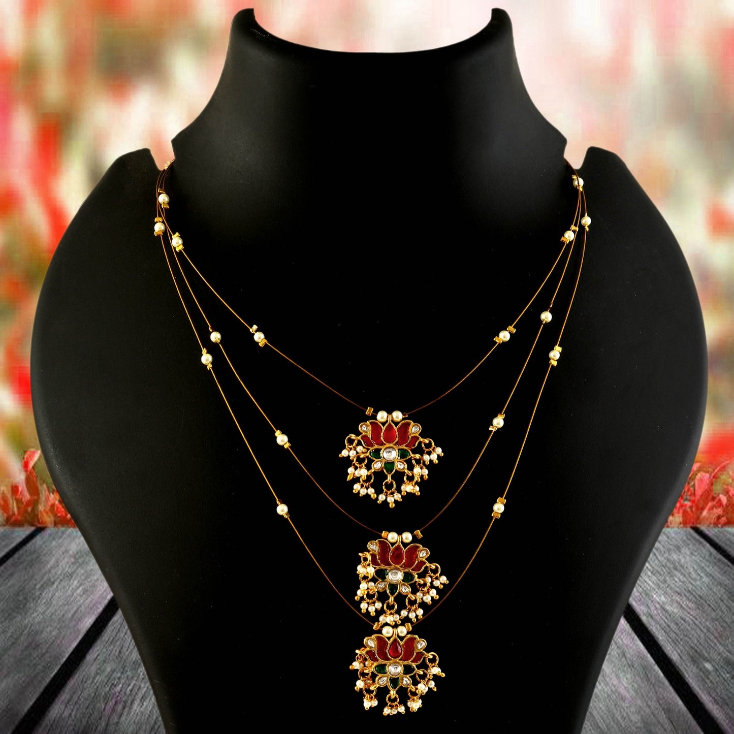 wire necklace set three step